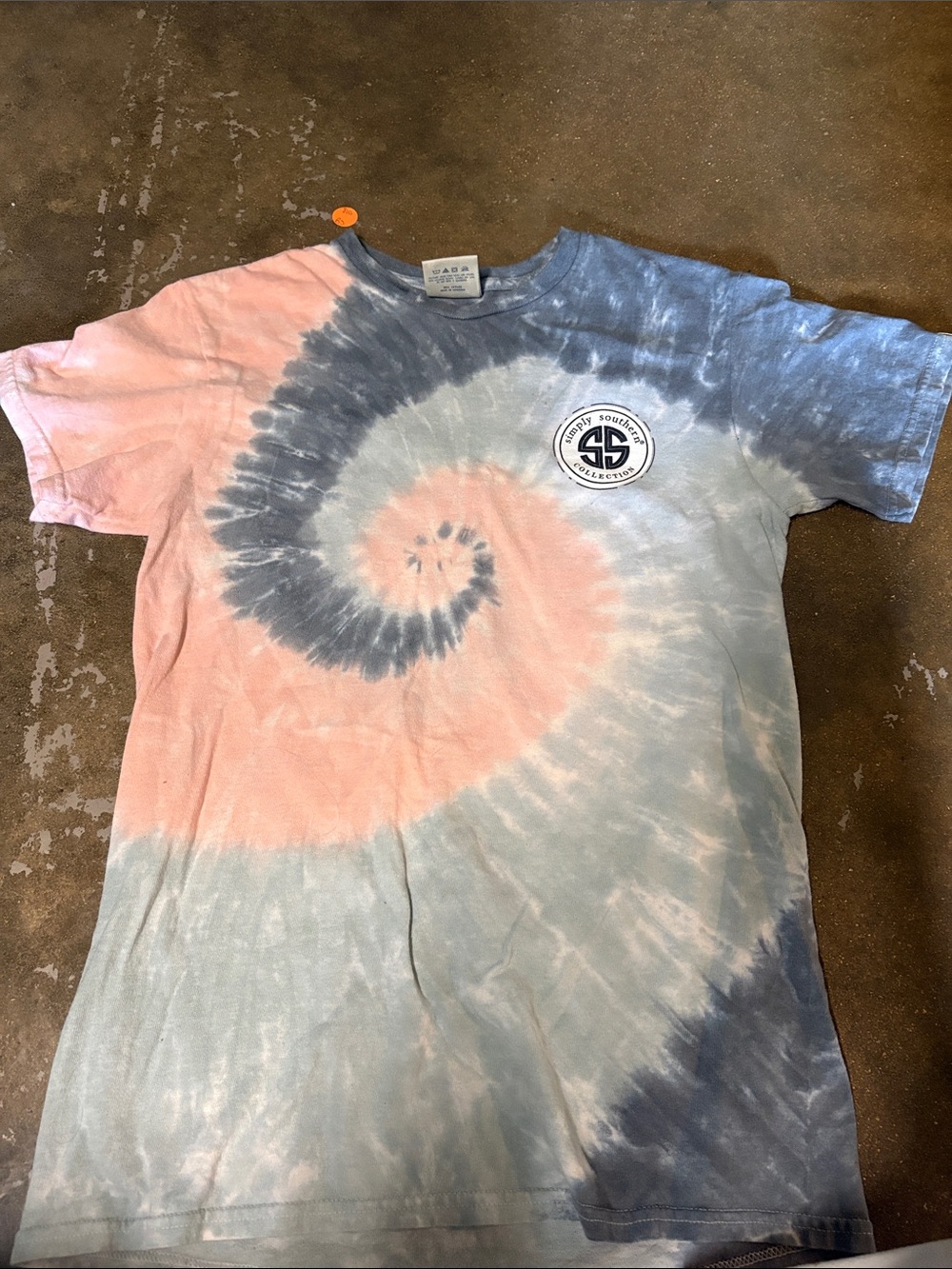 Tie-Dye Spiral Tee with SS Logo - Pink & Blue